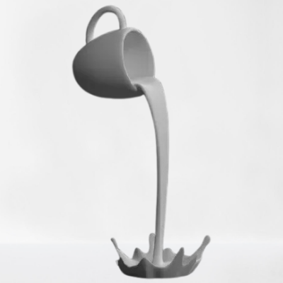 Illusion de sculpture de tasse flottante