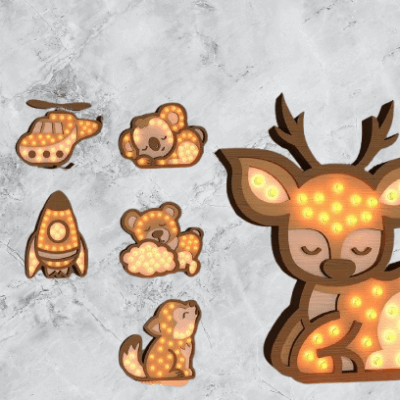 Lot de Lampes de Chevet LED en Bois