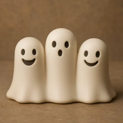 Un groupe de trois fantômes mignons