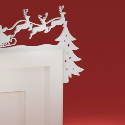 Coin de garniture de porte de Noël 18 - Traîneau du Père Noël