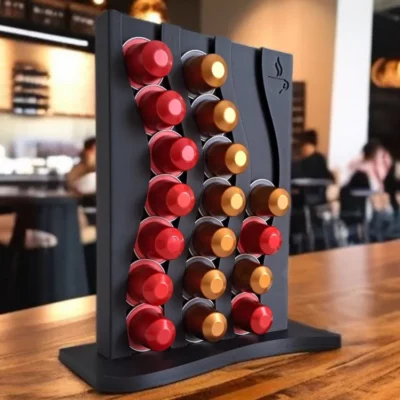 Support et organisateur de capsules Nespresso au design ondulé