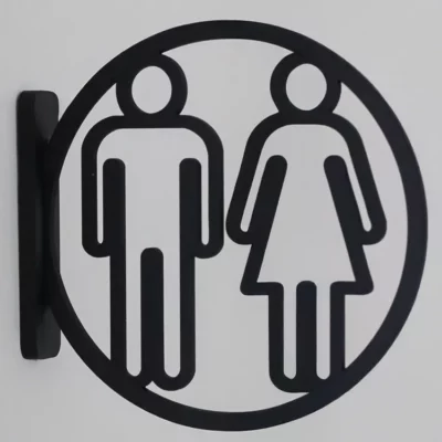 Signalisation WC unisexe moderne – Fixation murale minimaliste