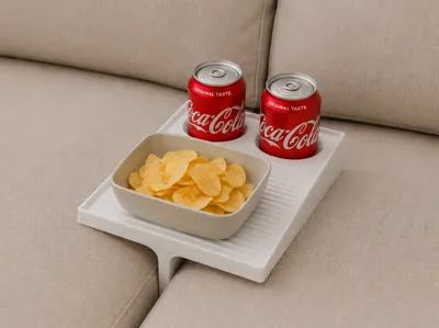 Plateau de canapé avec porte-gobelets