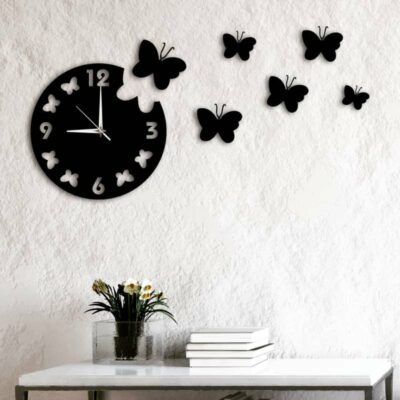 Horloge murale papillons 3D